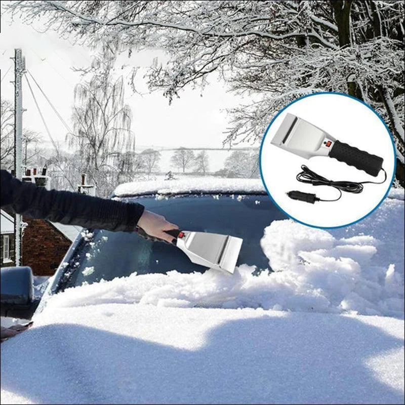 Heated Car Ice Scraper with 12v Plug and LED Light for Windshield - Image 1