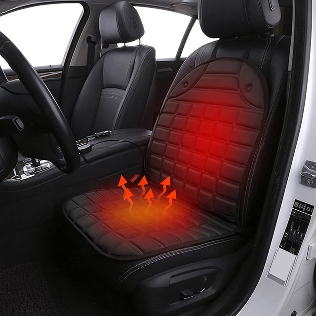 Heated Car Seat Cover and Cushion with Ergonomic Backrest Support and 12v Adapter - Image 1