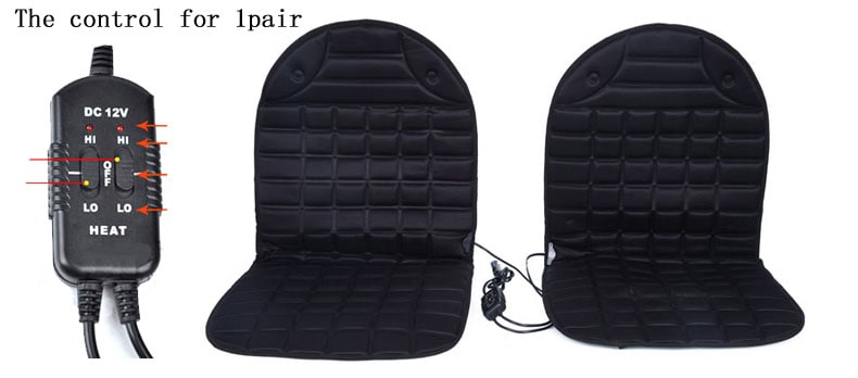 Heated Car Seat Cushion Cover with 12v Power Cord and Ergonomic Padded Backrest Pad - Image 14