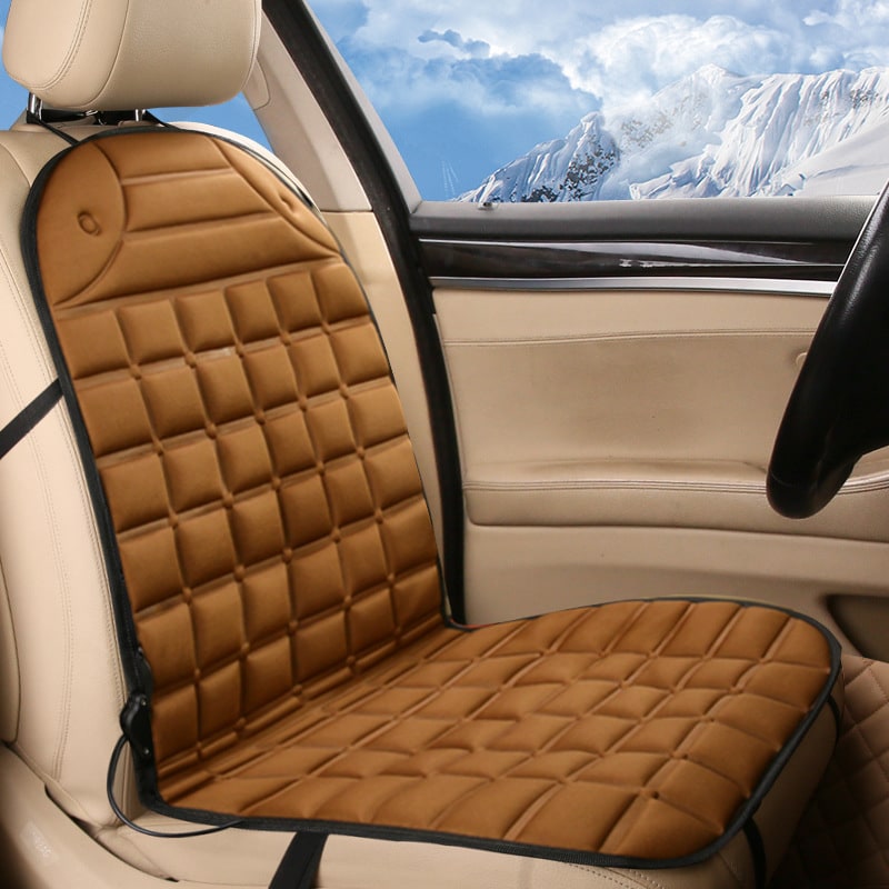 Heated Car Seat Cushion Cover with 12v Power Cord and Ergonomic Padded Backrest Pad - Image 1