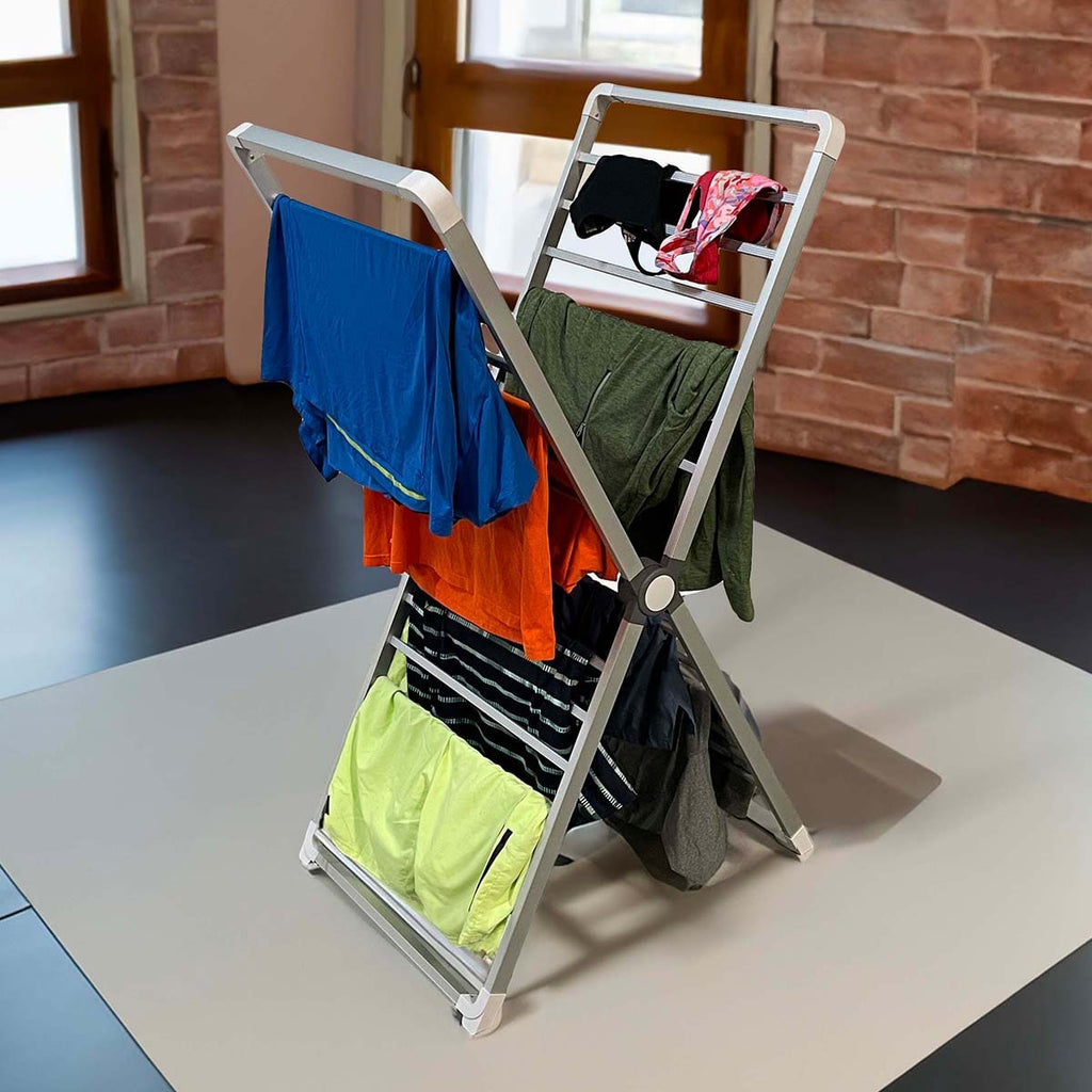Heated Clothes Horse Drying Rack with Collapsible Folding Frame and Aluminum X-Frame Design - Image 1