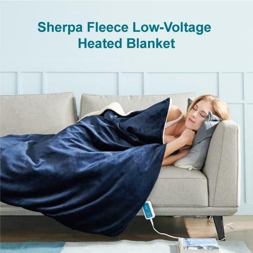 Heated Electric Throw Blanket with Sherpa Fleece and Faux Fur Machine Washable Warming - Image 2