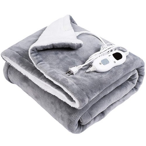 Heated Electric Throw Blanket with Sherpa Fleece and Faux Fur Machine Washable Warming - Image 4