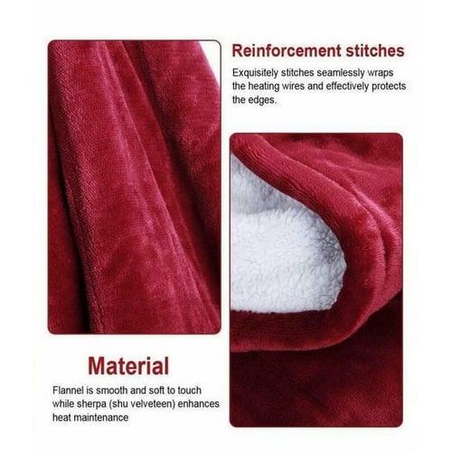 Heated Electric Throw Blanket with Sherpa Fleece and Faux Fur Machine Washable Warming - Image 6