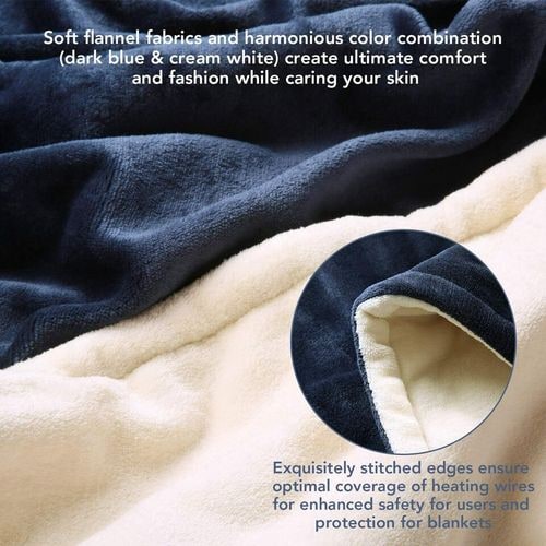 Heated Electric Throw Blanket with Sherpa Fleece and Faux Fur Machine Washable Warming - Image 7