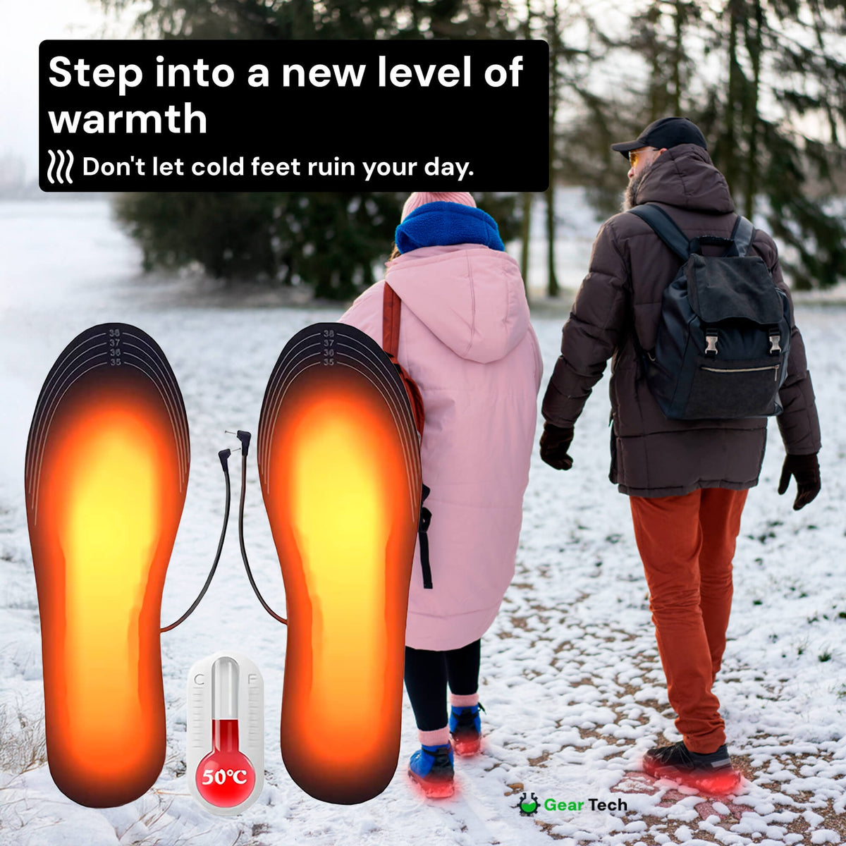 Heated Insoles with USB Charging Trim-To-Fit Design and Adjustable Heat Settings - Image 2