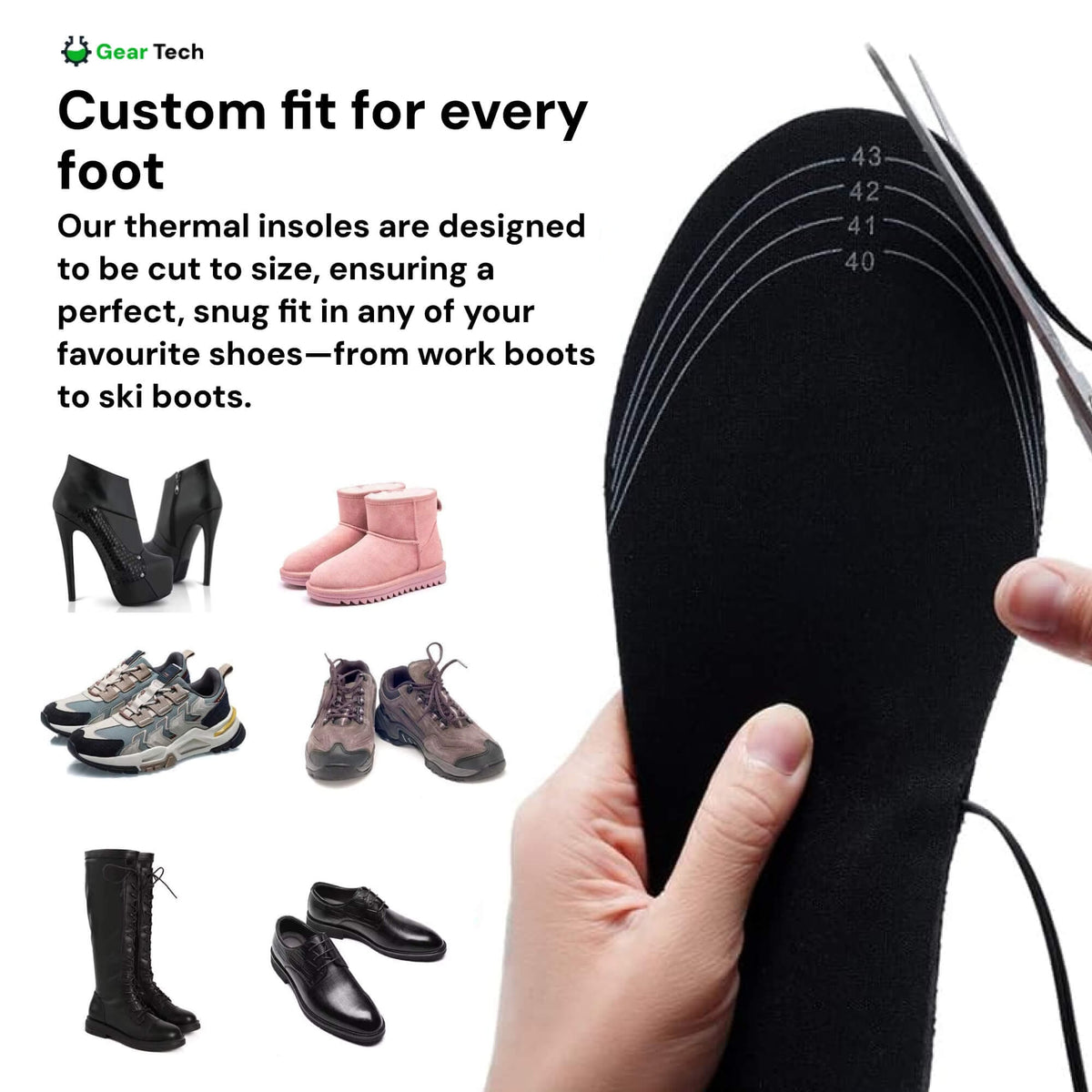 Heated Insoles with USB Charging Trim-To-Fit Design and Adjustable Heat Settings - Image 4