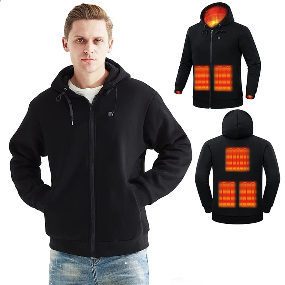 Heated Jacket and Hoodie with USB Electric Power 3 Temperature Settings and Zippered Pockets - Image 2