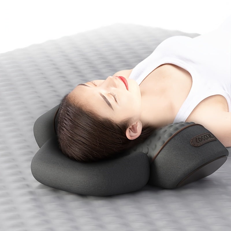 Heated Neck Pillow Stretcher and Cervical Roll with Massage Nodes and Ergonomic Support - Image 1
