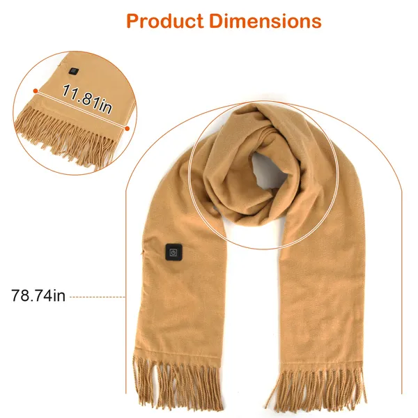 Heated Neck Wrap with Electric Heat Pad USB Rechargeable Scarf with Pockets - Image 6