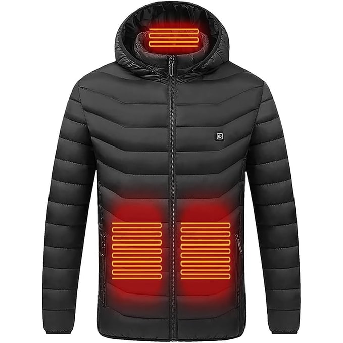 Heated Puffer Jacket with Hood 9 Heating Zones Quilted Lightweight Coat with Zippered Pockets - Image 3