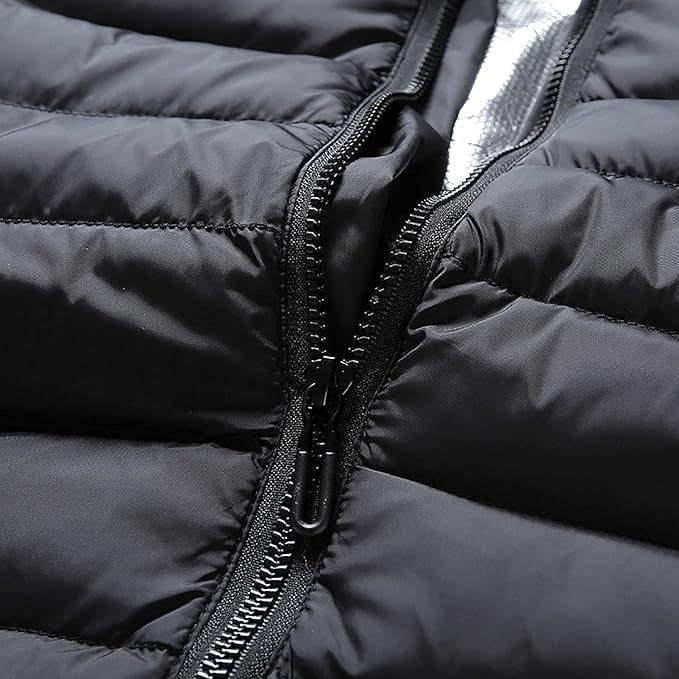 Heated Puffer Jacket with Hood 9 Heating Zones Quilted Lightweight Coat with Zippered Pockets - Image 4