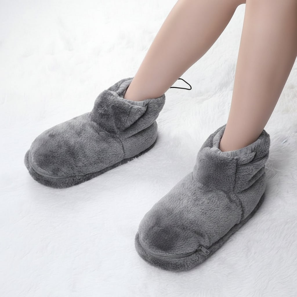 Heated Slippers for House with Plush Bootie and USB Warming Pocket Cool - Image 5