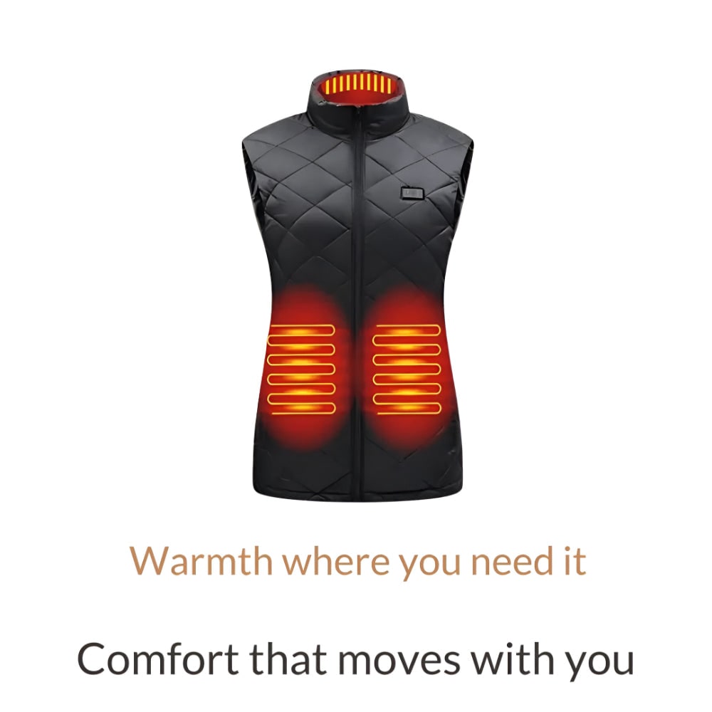 Heated Vest Women's Electric Quilted Sleeveless Rechargeable Zippered Pockets Battery - Image 11