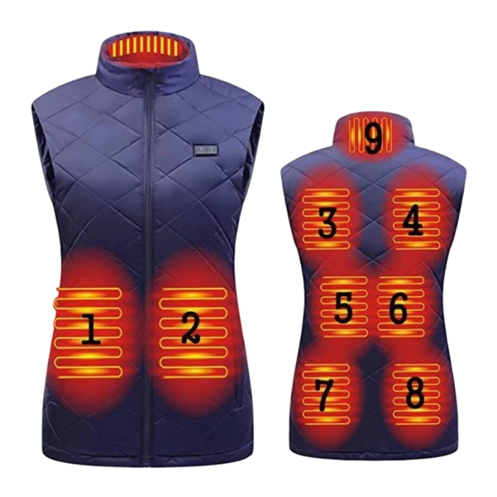 Heated Vest Women's Electric Quilted Sleeveless Rechargeable Zippered Pockets Battery - Image 13