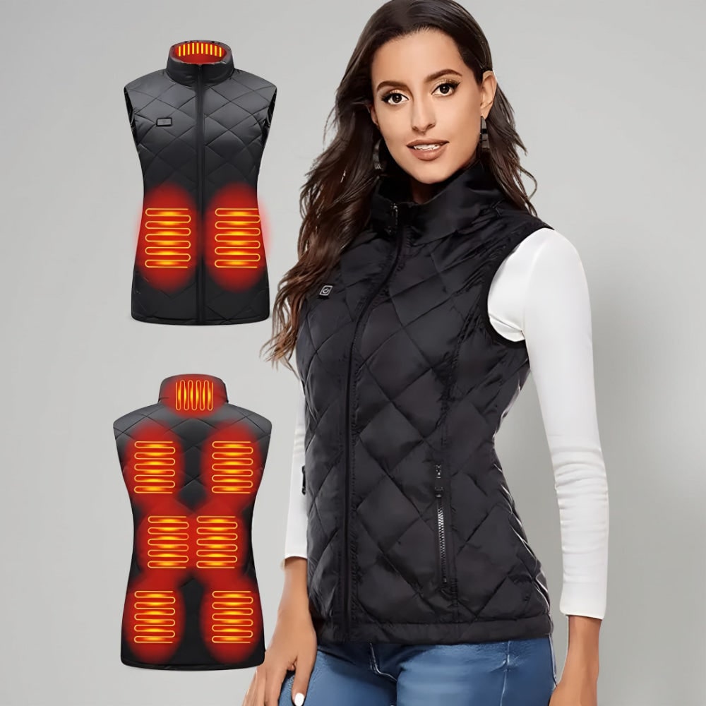 Heated Vest Women's Electric Quilted Sleeveless Rechargeable Zippered Pockets Battery - Image 2