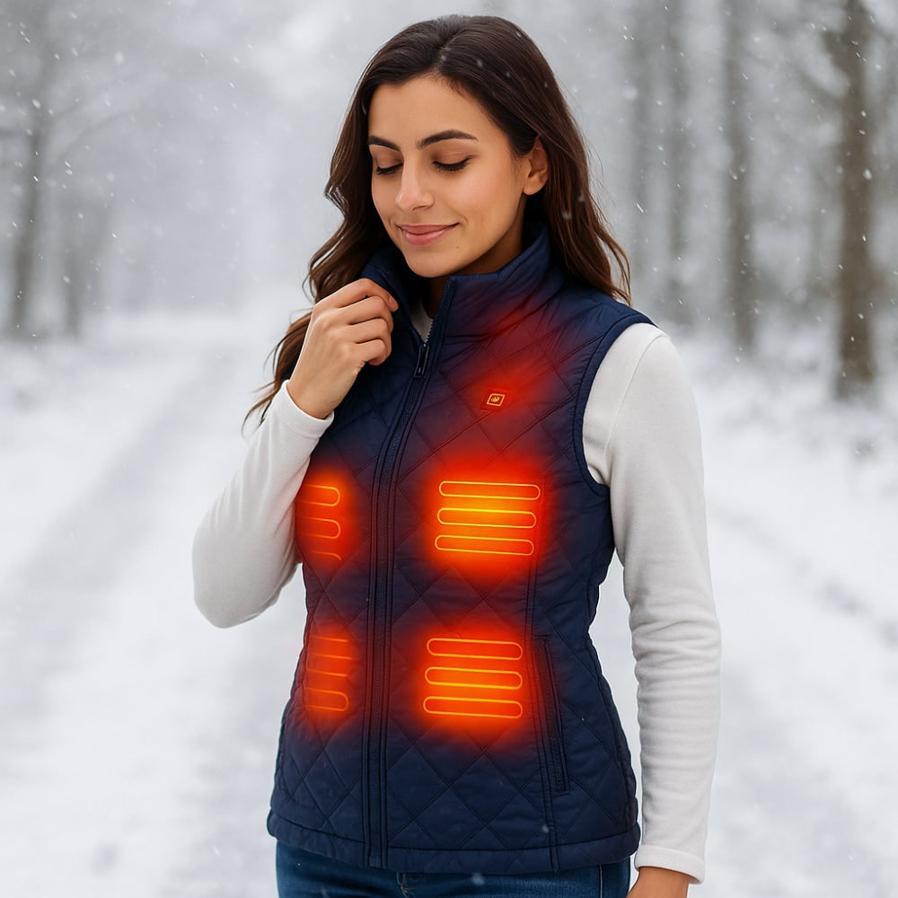 Heated Vest Women's Electric Quilted Sleeveless Rechargeable Zippered Pockets Battery - Image 5