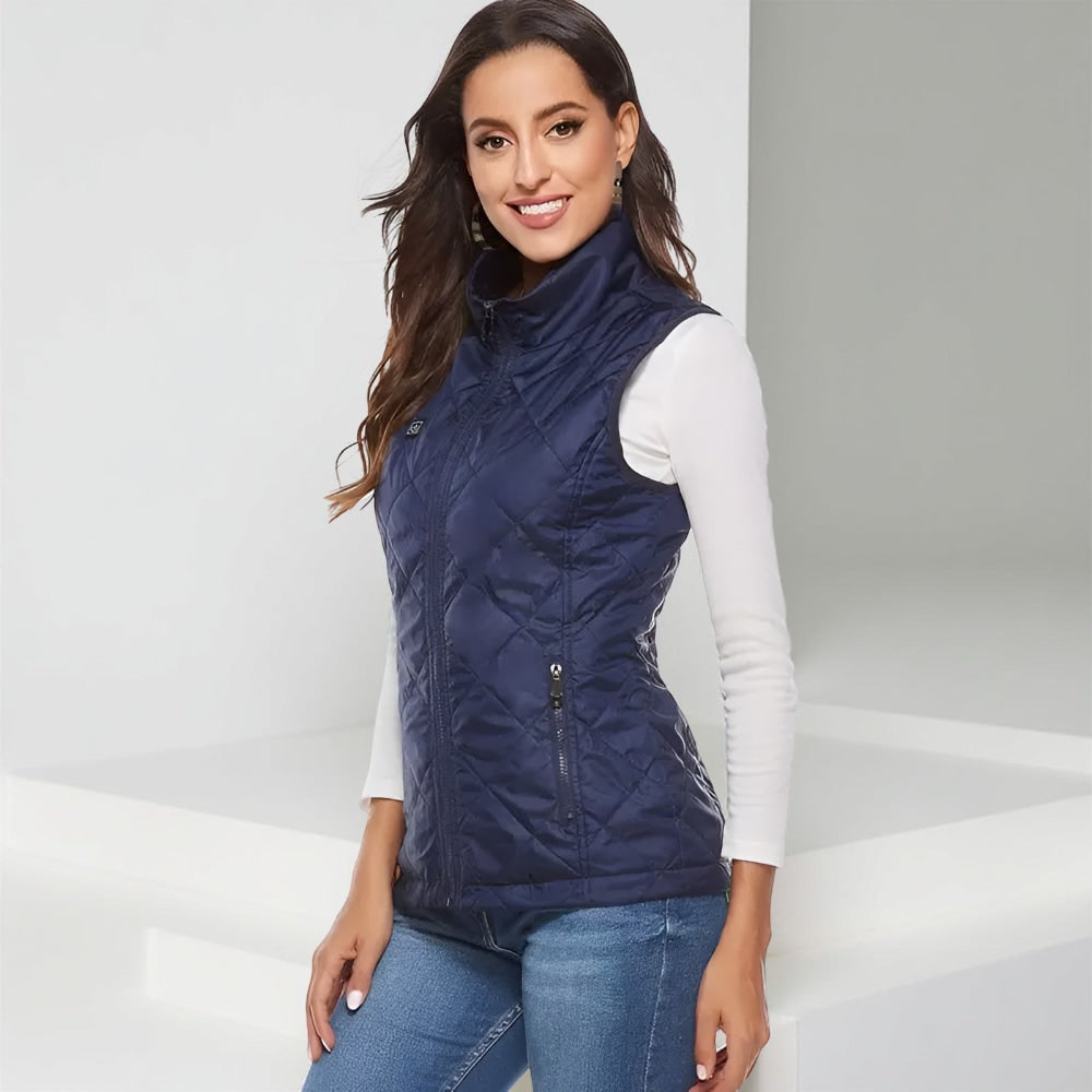 Heated Vest Women's Electric Quilted Sleeveless Rechargeable Zippered Pockets Battery - Image 6