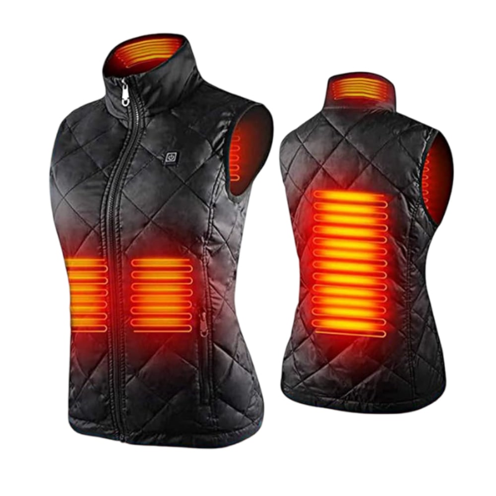 Heated Vest Women's Electric Quilted Sleeveless Rechargeable Zippered Pockets Battery - Image 7
