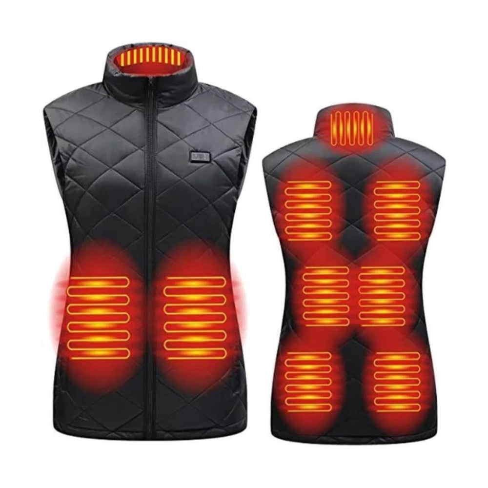 Heated Vest Women's Electric Quilted Sleeveless Rechargeable Zippered Pockets Battery - Image 8