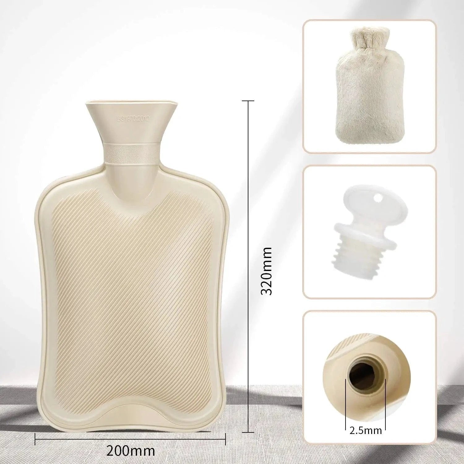 Hot Water Bottle Bag Plush Removable Cover Portable Winter - Image 2