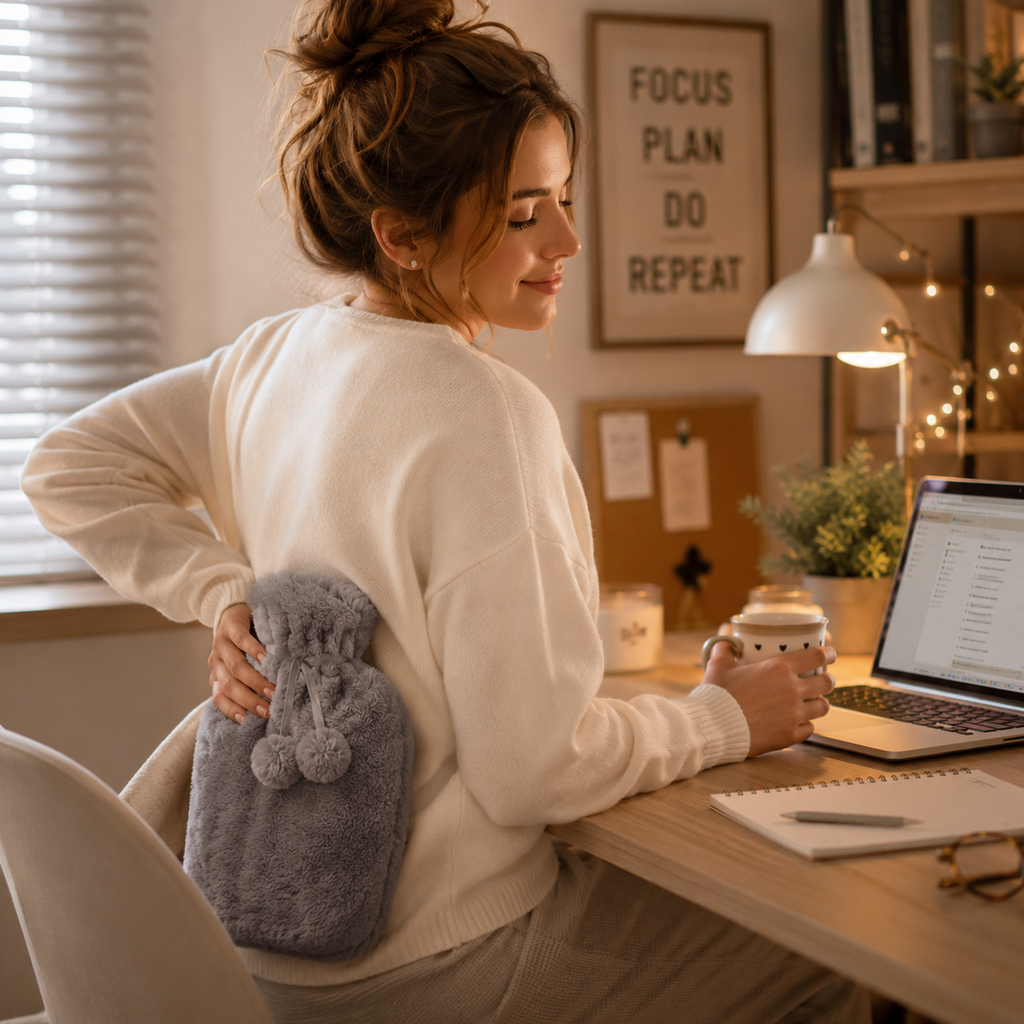 Hot Water Bottle Bag Plush Removable Cover Portable Winter - Image 5