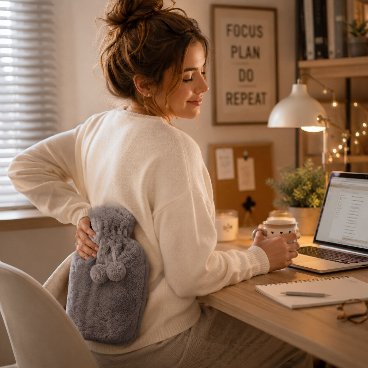 Hot Water Bottle Bag Plush Removable Cover Portable Winter - Image 5