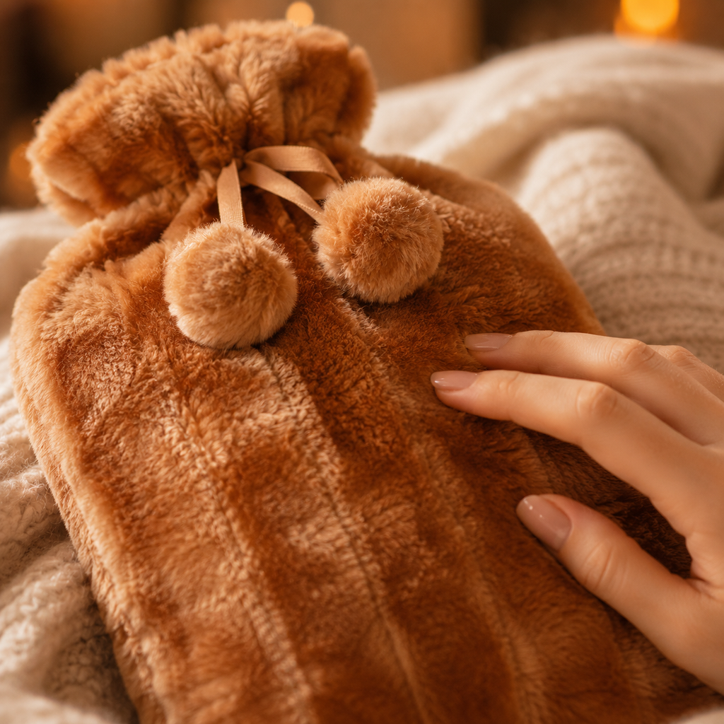 Hot Water Bottle Bag Plush Removable Cover Portable Winter - Image 6