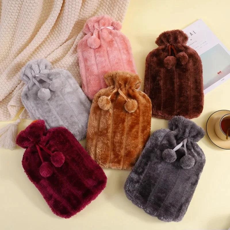 Hot Water Bottle Bag Plush Removable Cover Portable Winter - Image 8