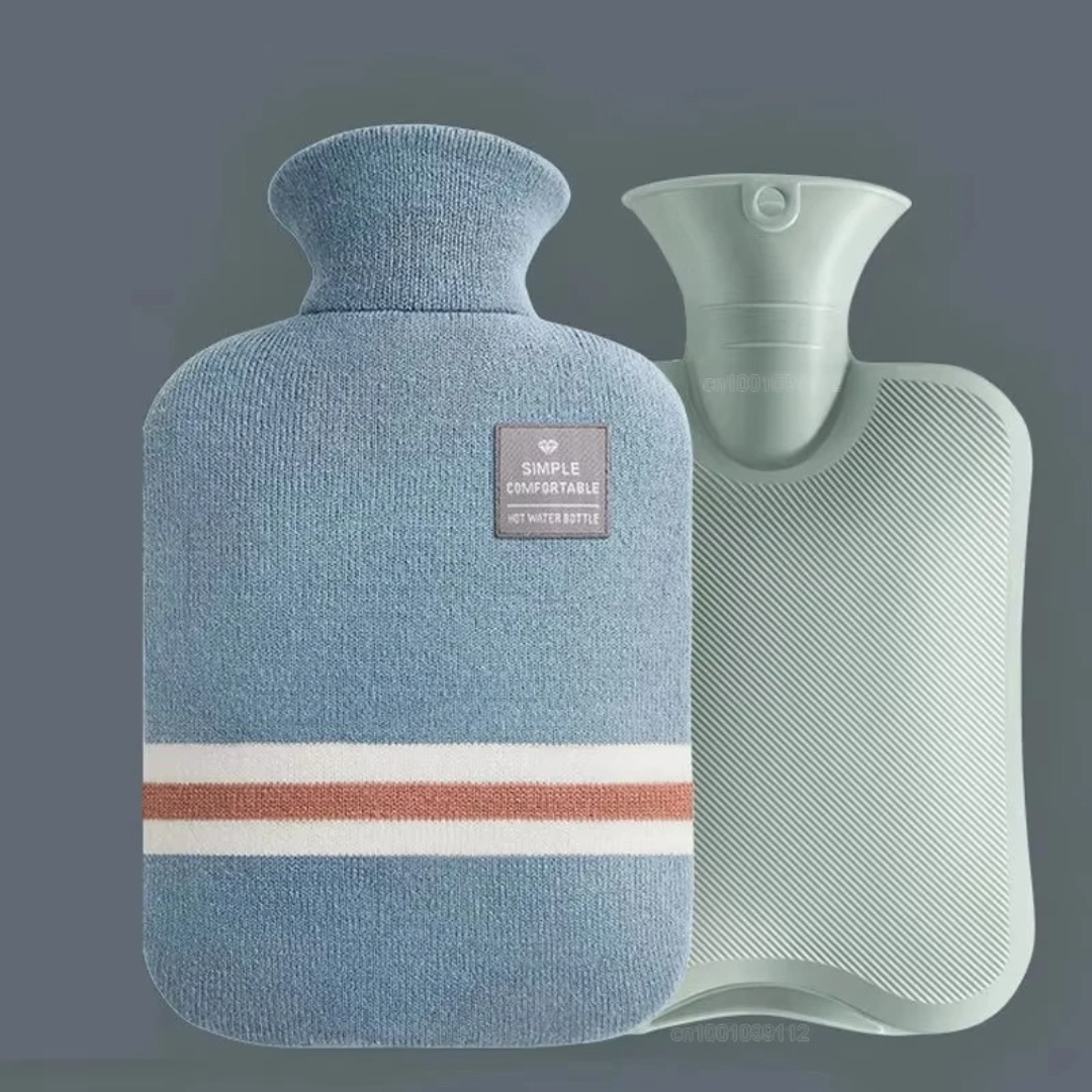 Hot Water Bottle Knitted Cover Striped Removable Ribbed Rubber Portable - Image 10