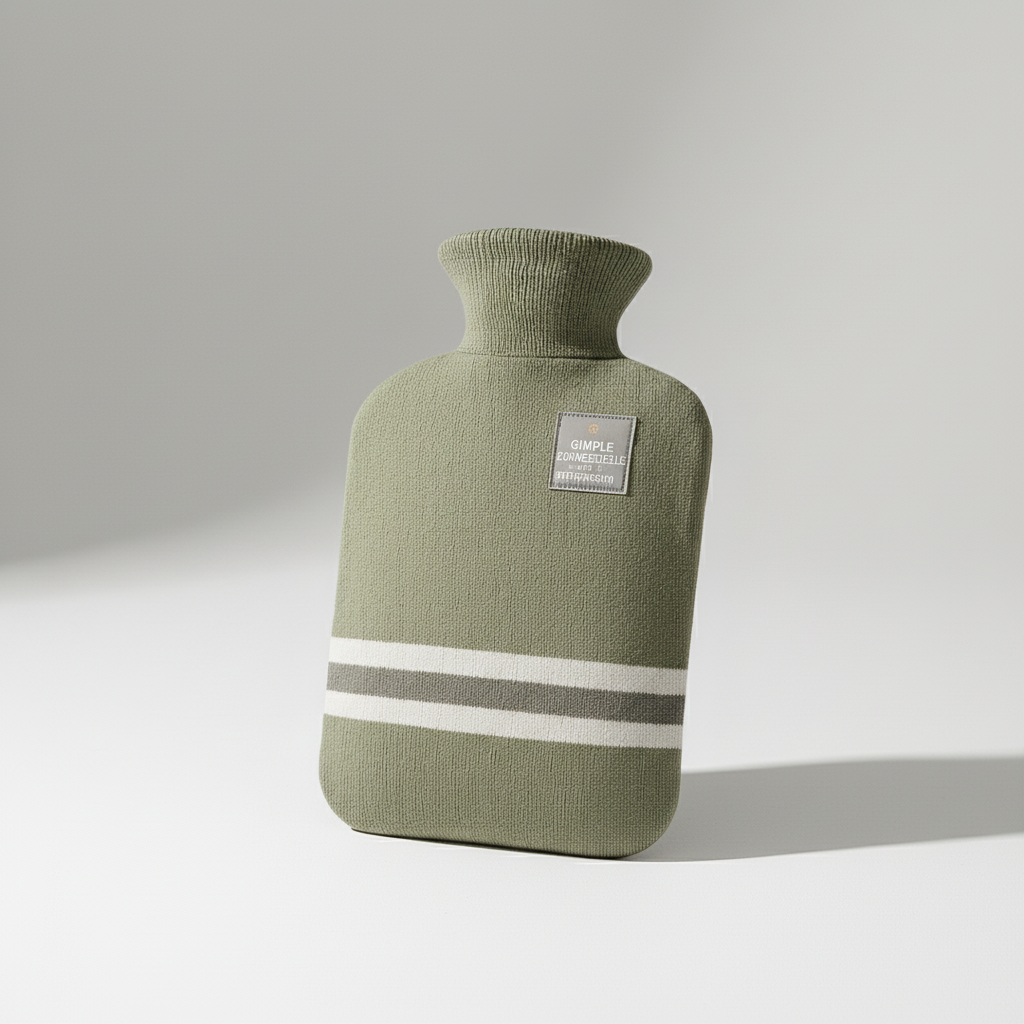 Hot Water Bottle Knitted Cover Striped Removable Ribbed Rubber Portable - Image 11
