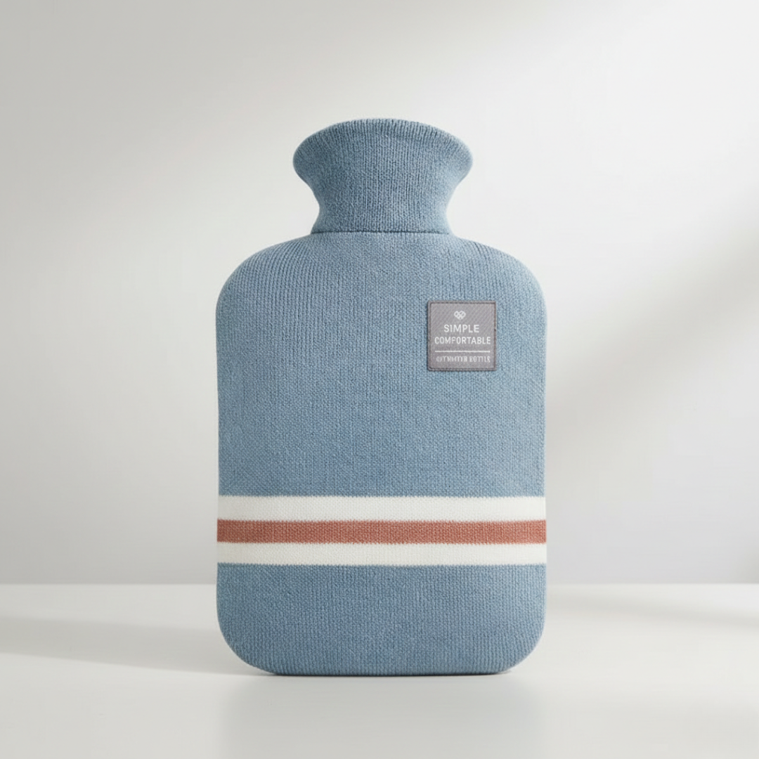 Hot Water Bottle Knitted Cover Striped Removable Ribbed Rubber Portable - Image 14