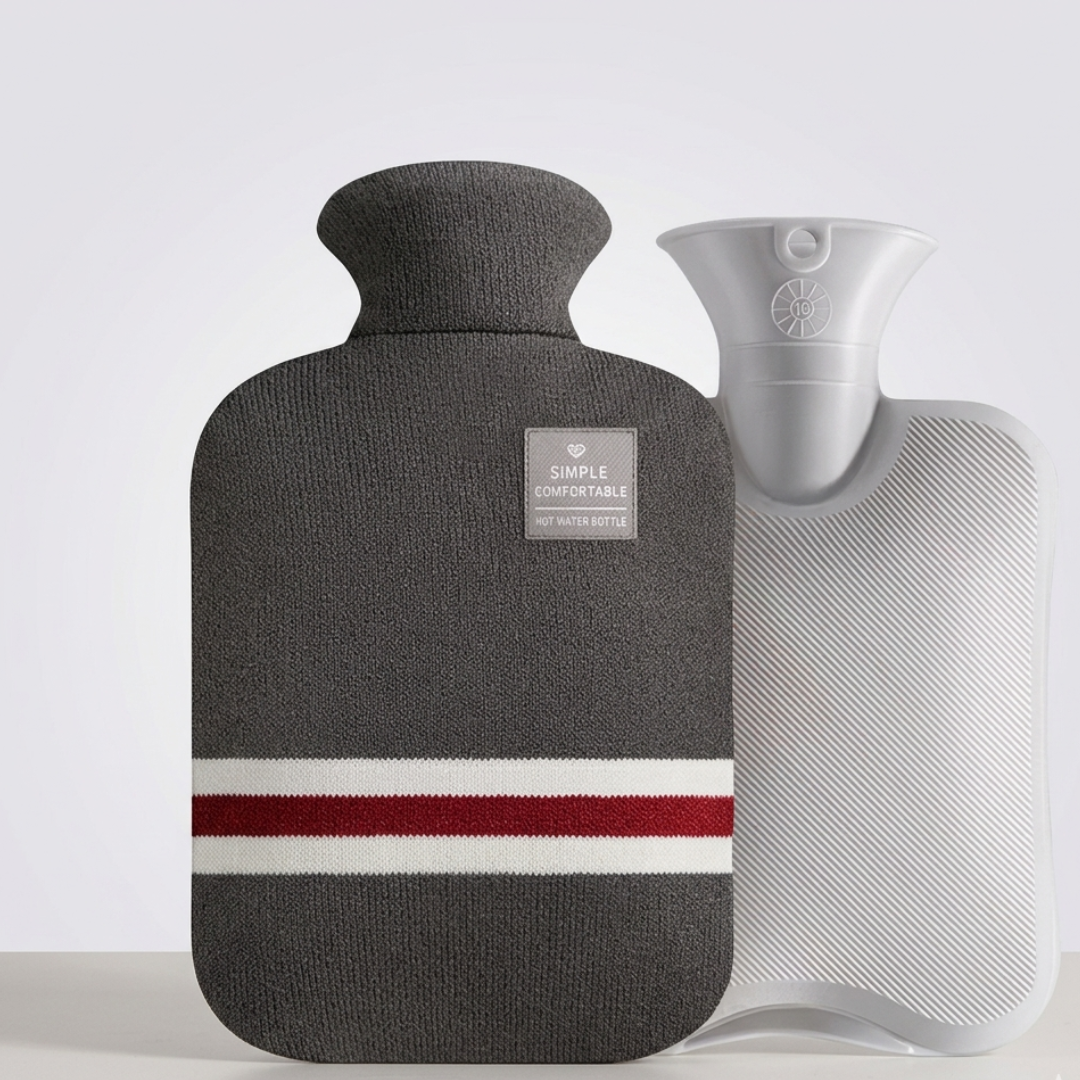 Hot Water Bottle Knitted Cover Striped Removable Ribbed Rubber Portable - Image 15