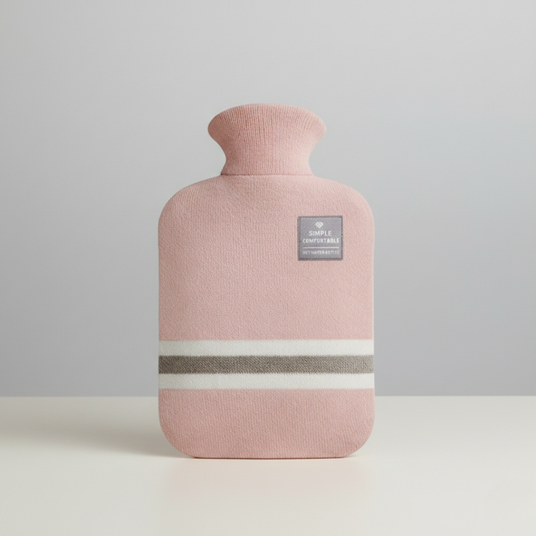 Hot Water Bottle Knitted Cover Striped Removable Ribbed Rubber Portable - Image 16
