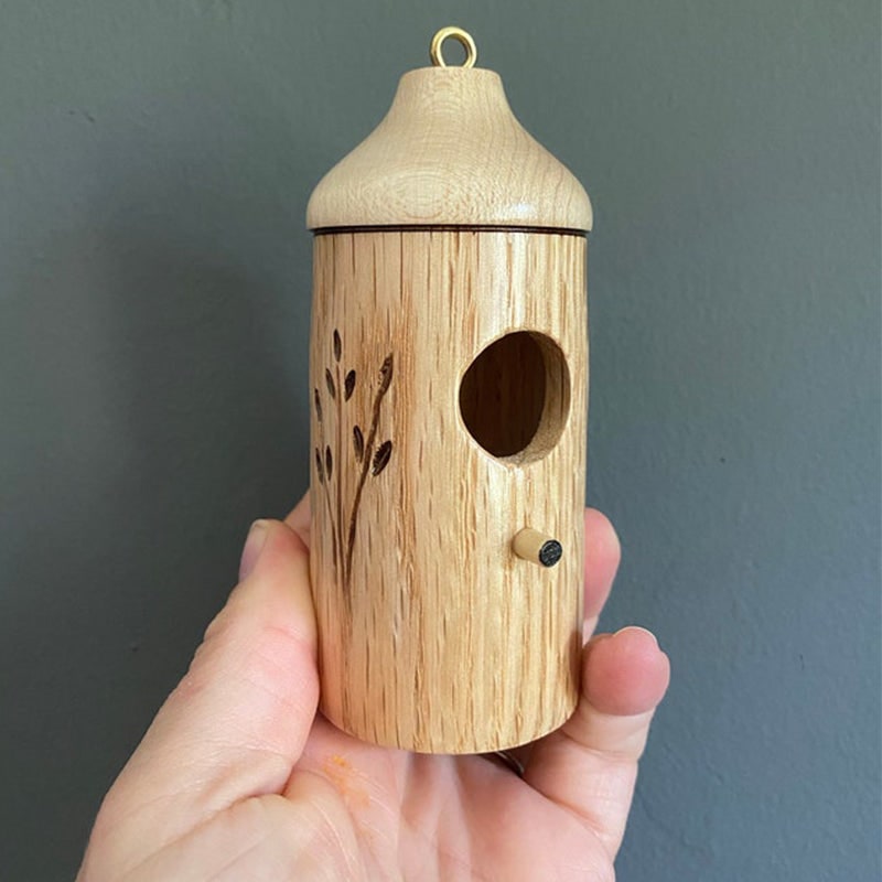 Hummingbird House Wooden Birdhouse Hanging Miniature Wood Perch Outdoor Garden - Image 4