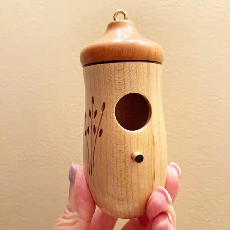 Hummingbird House Wooden Birdhouse Hanging Miniature Wood Perch Outdoor Garden - Image 5