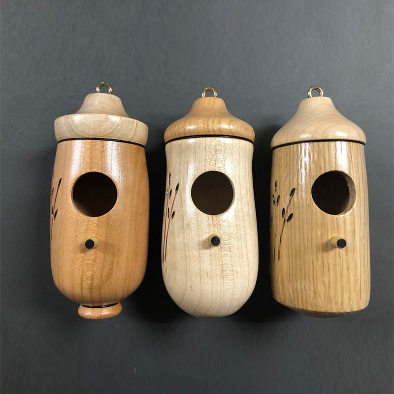 Hummingbird House Wooden Birdhouse Hanging Miniature Wood Perch Outdoor Garden - Image 6