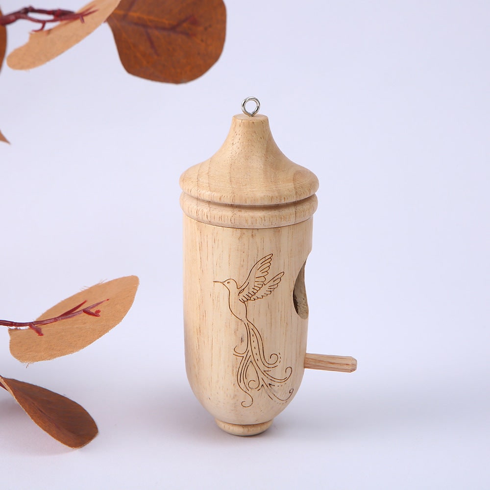 Hummingbird House Wooden Birdhouse Hanging Miniature Wood Perch Outdoor Garden - Image 9