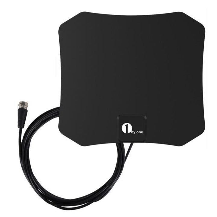 Indoor Antenna Digital TV Hdtv Flat Black Coaxial Window Wall Mount Plug And Play - Image 1