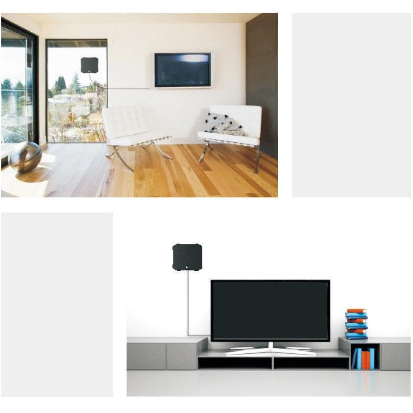 Indoor Antenna Digital TV Hdtv Flat Black Coaxial Window Wall Mount Plug And Play - Image 3