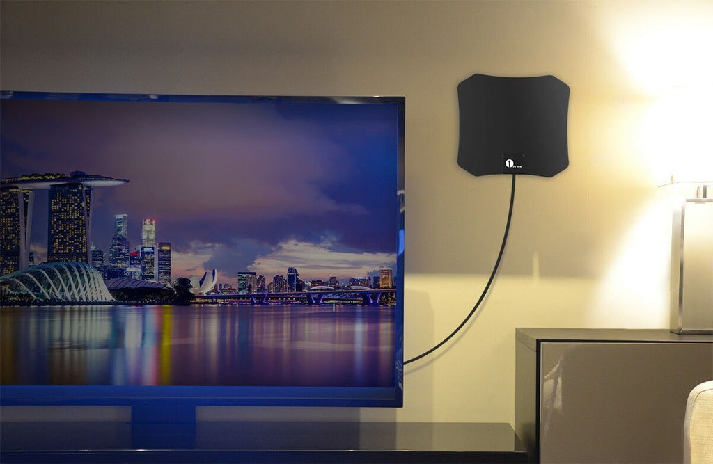 Indoor Antenna Digital TV Hdtv Flat Black Coaxial Window Wall Mount Plug And Play - Image 4