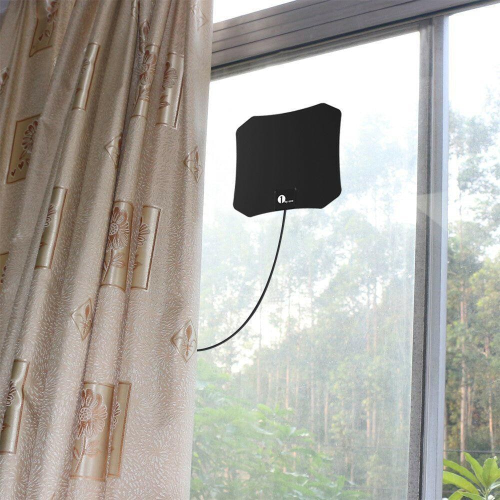 Indoor Antenna Digital TV Hdtv Flat Black Coaxial Window Wall Mount Plug And Play - Image 5