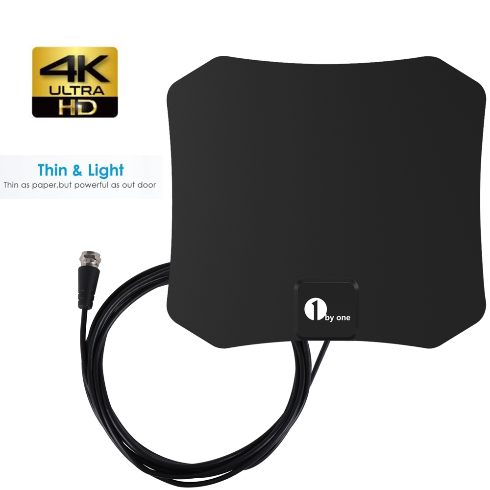 Indoor Antenna Digital TV Hdtv Flat Black Coaxial Window Wall Mount Plug And Play - Image 6