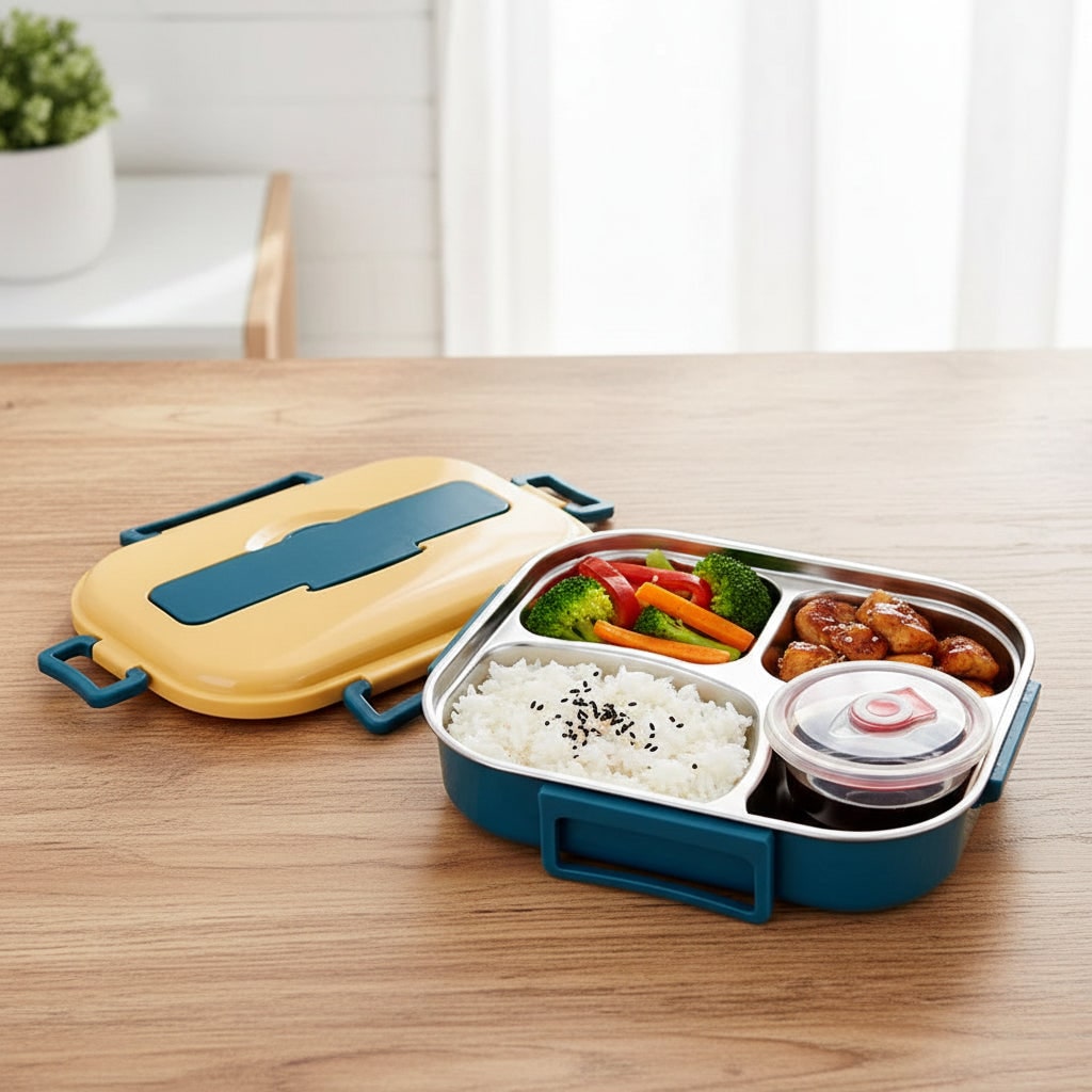 Insulated Bento Lunch Box Stainless Steel Compartment Portable Lockable Divided For Work - Image 1