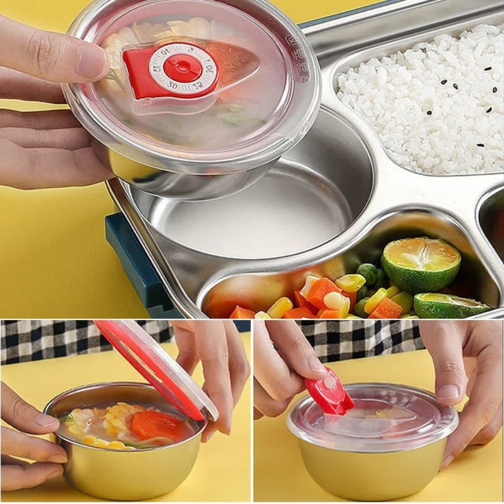 Insulated Bento Lunch Box Stainless Steel Compartment Portable Lockable Divided For Work - Image 2