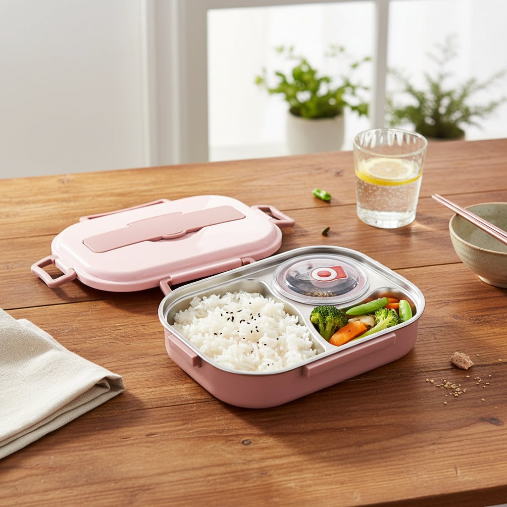 Insulated Bento Lunch Box Stainless Steel Compartment Portable Lockable Divided For Work - Image 5