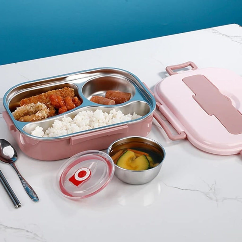 Insulated Bento Lunch Box Stainless Steel Compartment Portable Lockable Divided For Work - Image 6