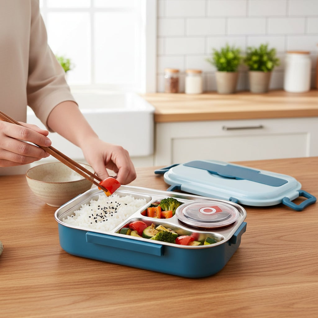 Insulated Bento Lunch Box Stainless Steel Compartment Portable Lockable Divided For Work - Image 7