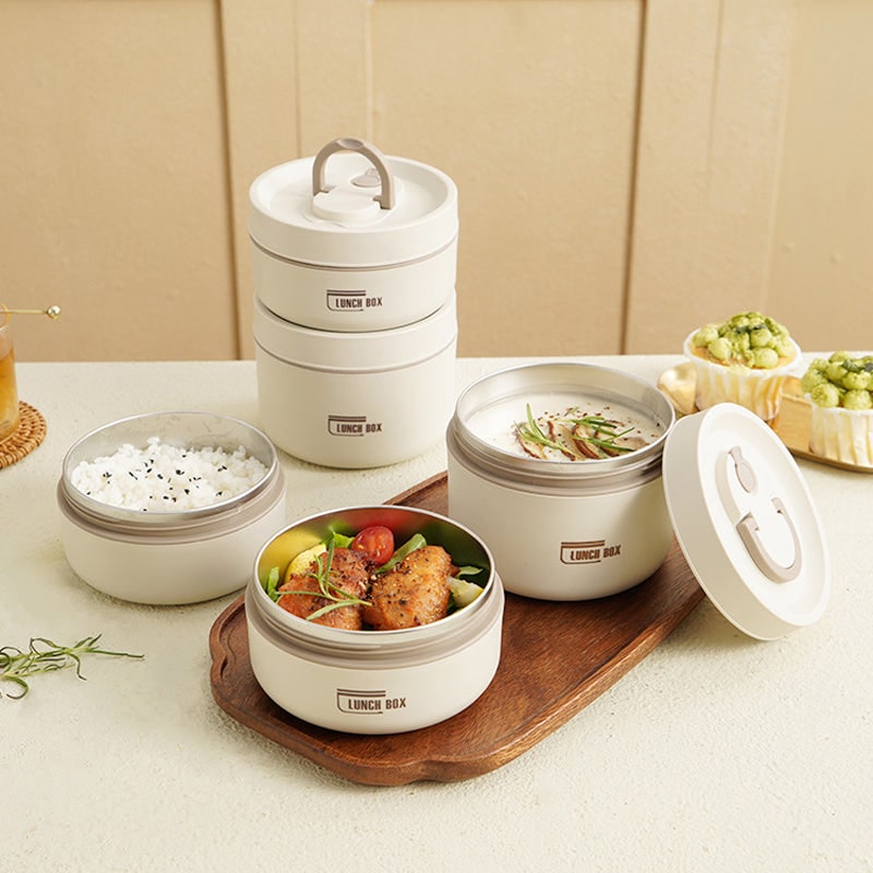 Insulated Lunch Box Bento Stainless Steel Stackable Portable Thermal Storage Boxes - Image 1