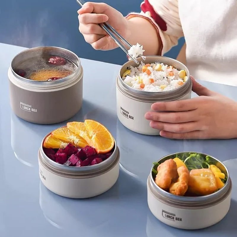 Insulated Lunch Box Bento Stainless Steel Stackable Portable Thermal Storage Boxes - Image 5